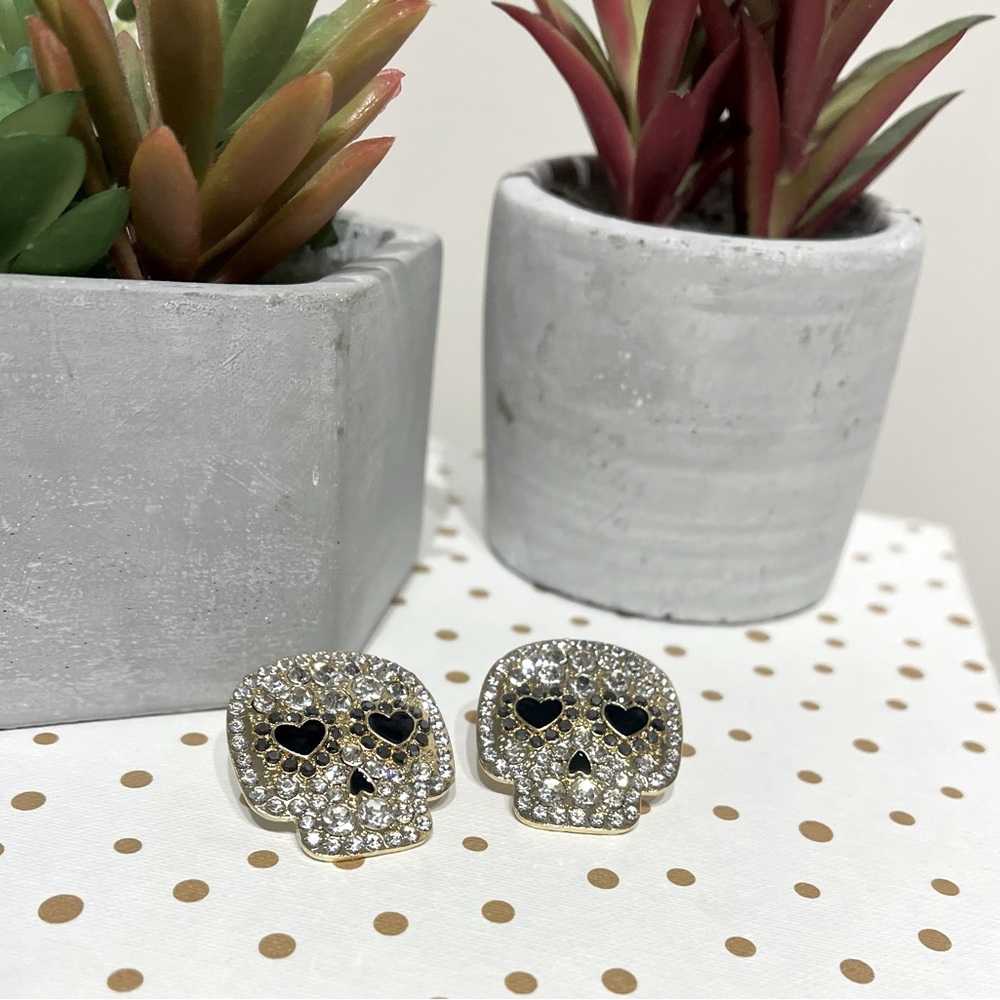 Candy Skull, Dia de los Muertos, Halloween, Rhinestone Earrings